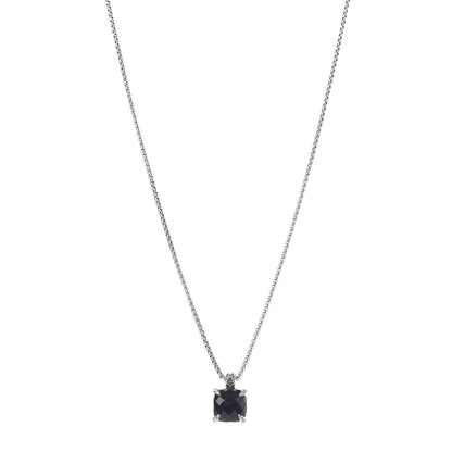 David Yurman Sterling Silver Diamond Black Onyx 11mm Chatelaine Pendant Necklace 1 of 6