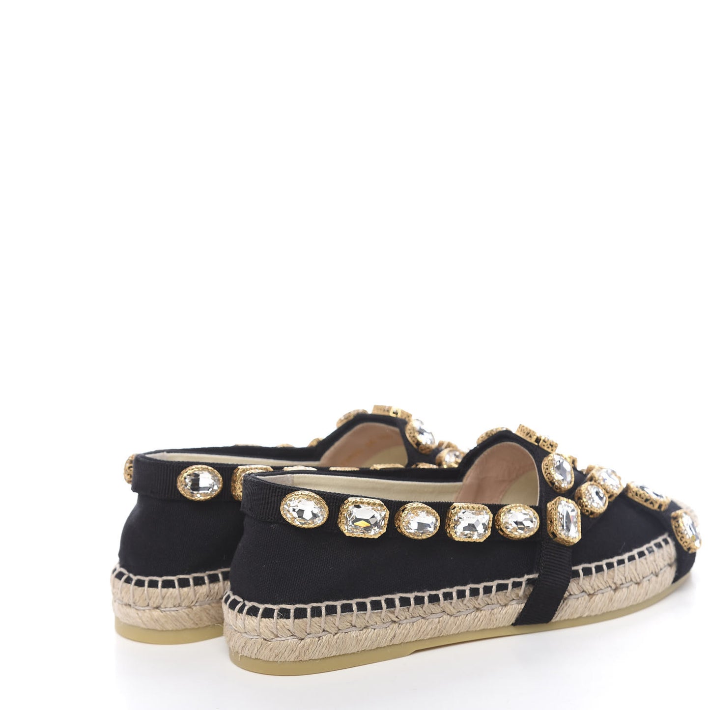 Canvas Crystal Embellished Espadrilles 36 Black