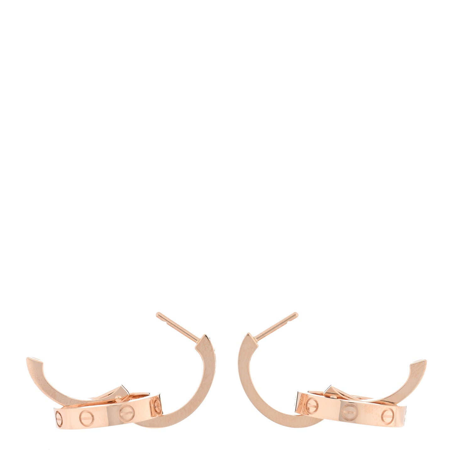 18K Pink Gold Diamond LOVE Multiwear Half Paved Earrings