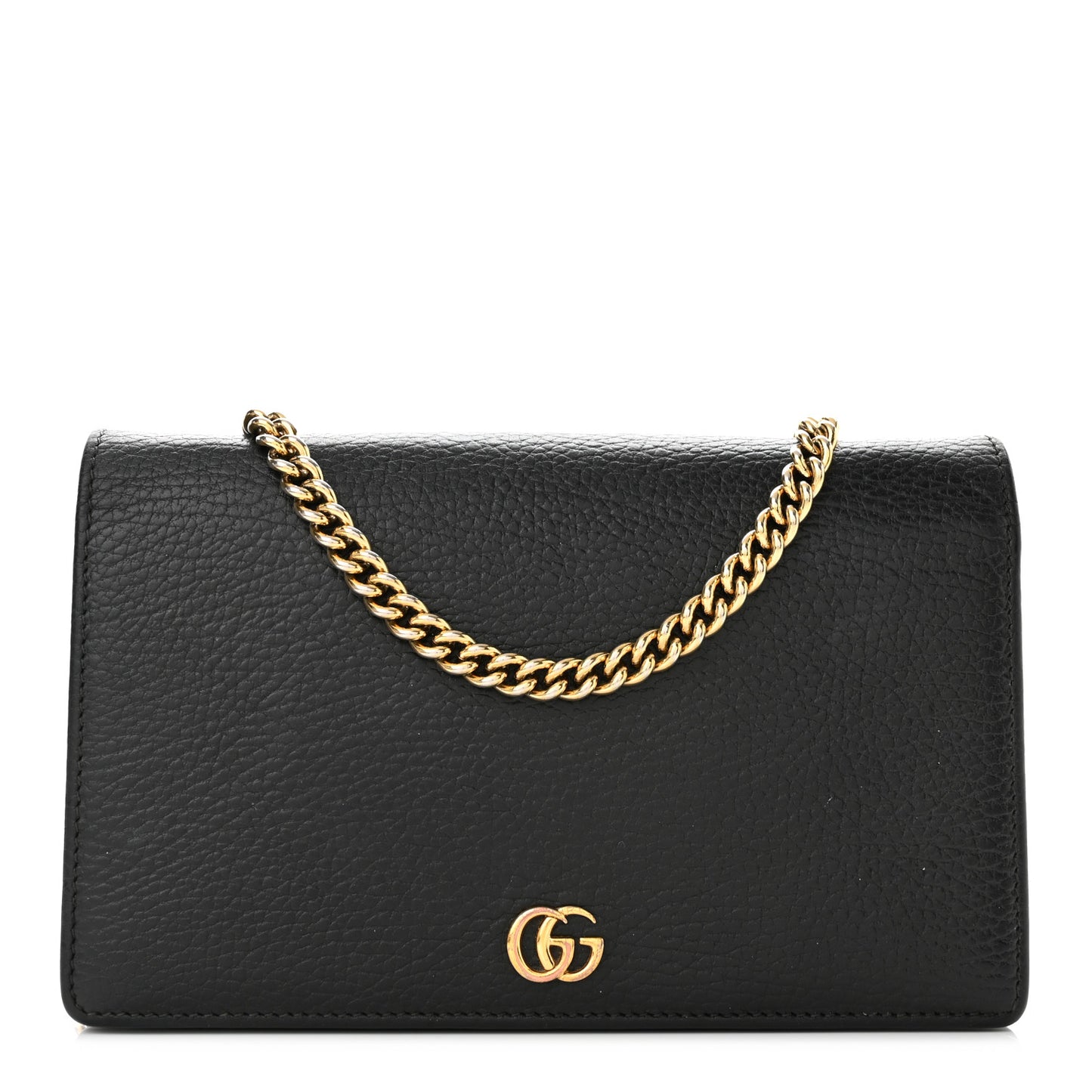 Calfskin Mini GG Marmont Chain Wallet Black