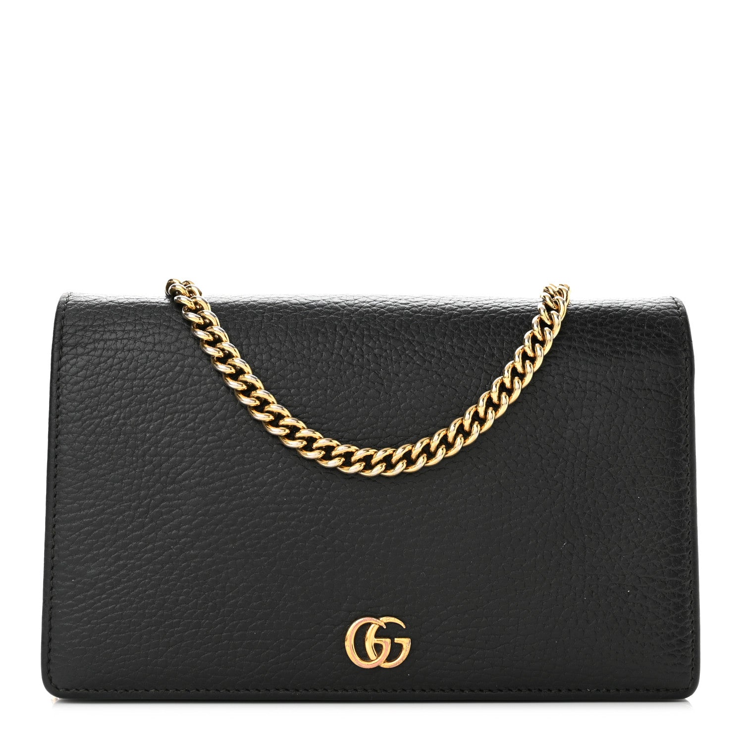 Gucci Calfskin Mini GG Marmont Chain Wallet Black 1 of 10