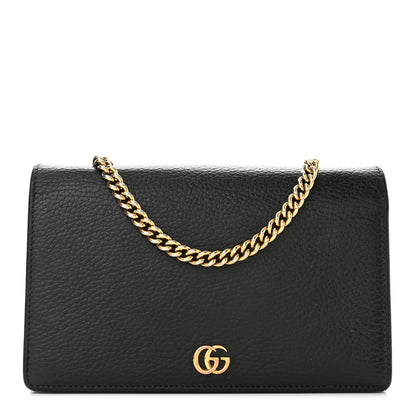 Gucci Calfskin Mini GG Marmont Chain Wallet Black 1 of 10