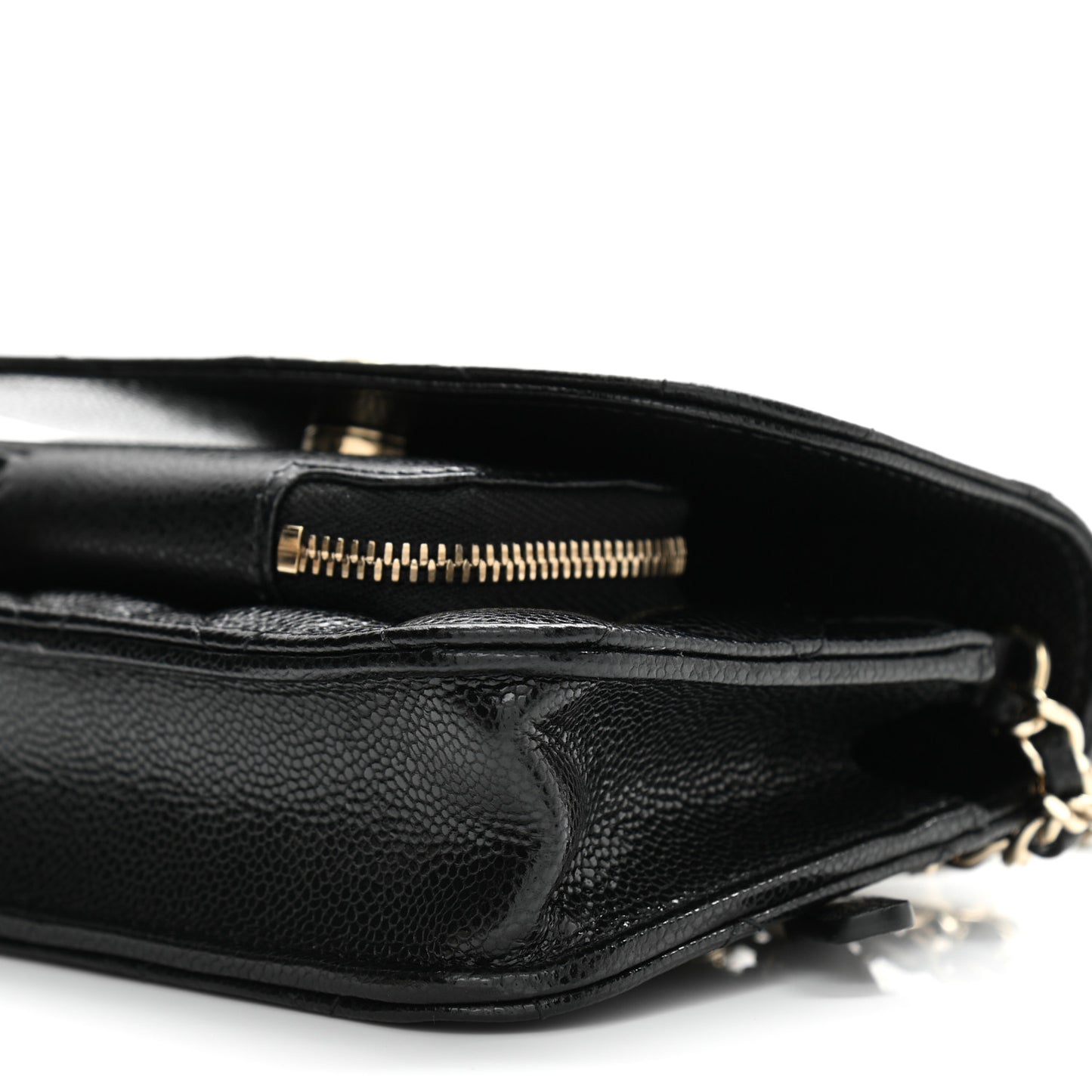 Caviar Quilted Business Affinity Clutch With Chain Black