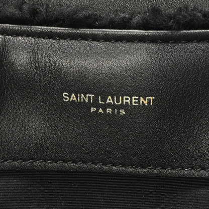 Saint Laurent Shearling Y Quilted Monogram Medium Loulou Chain Satchel Black 7 of 11