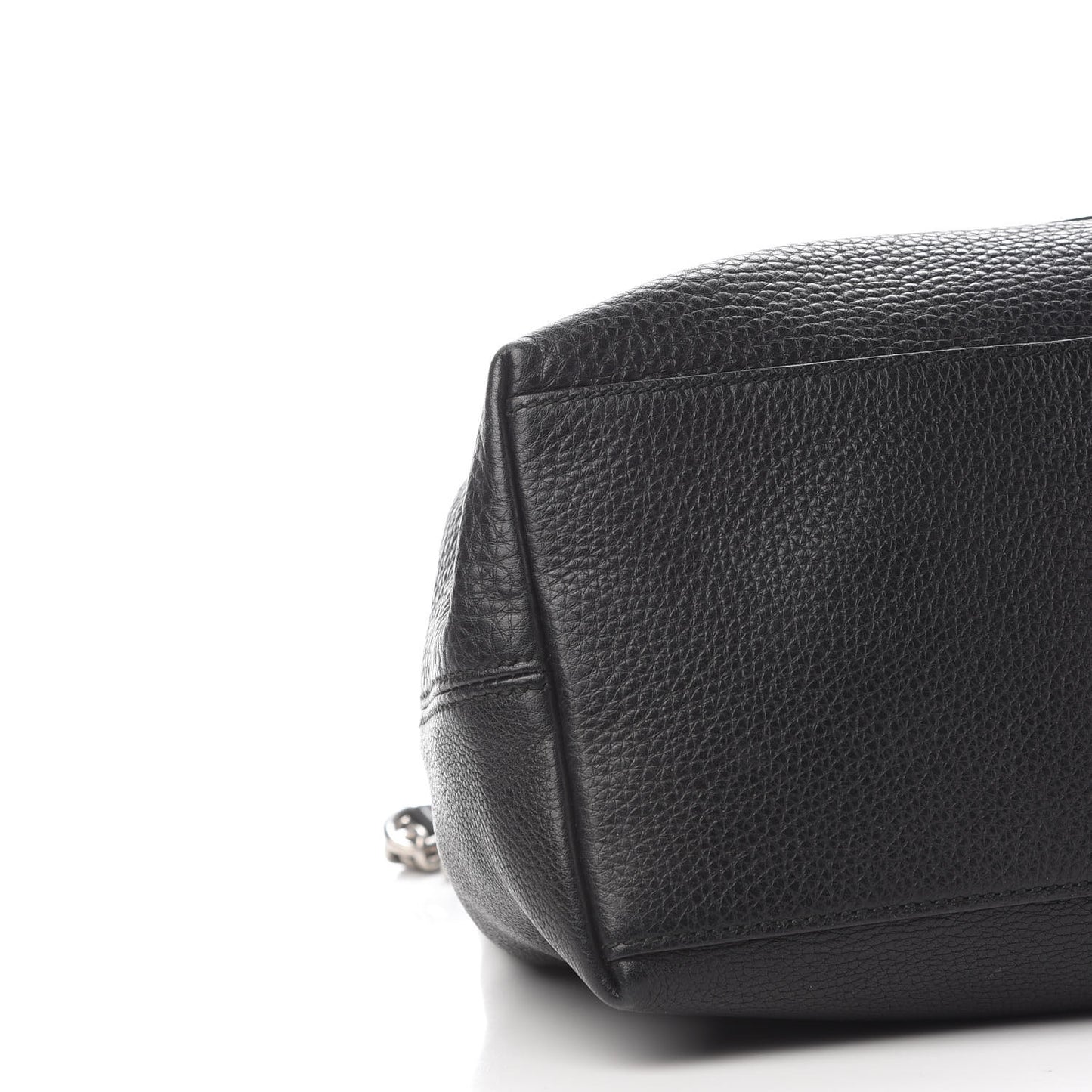 Pebbled Calfskin Studded Medium Soho Chain Shoulder Bag Black