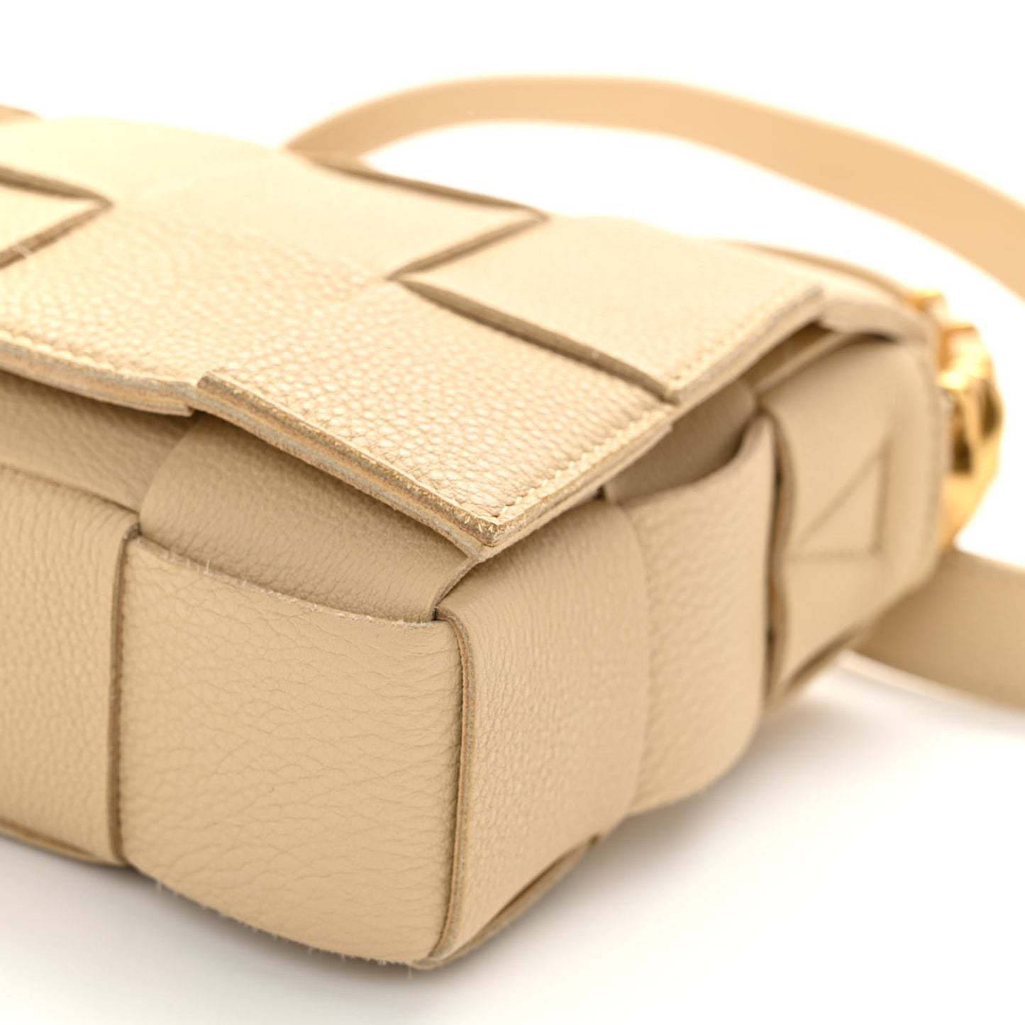 Grained Calfskin Maxi Intrecciato Cassette Crossbody Bag Porridge