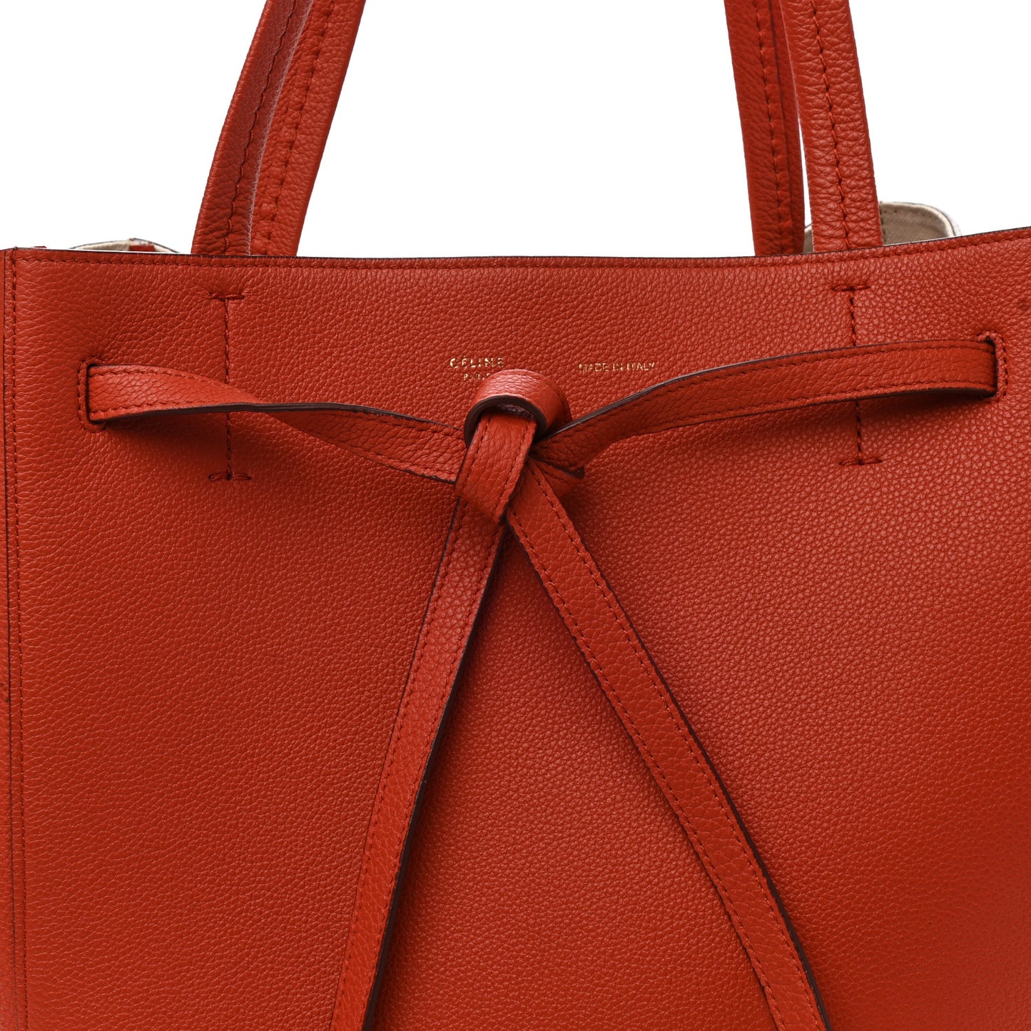 Soft Grained Calfskin Small Belt Cabas Fox Red