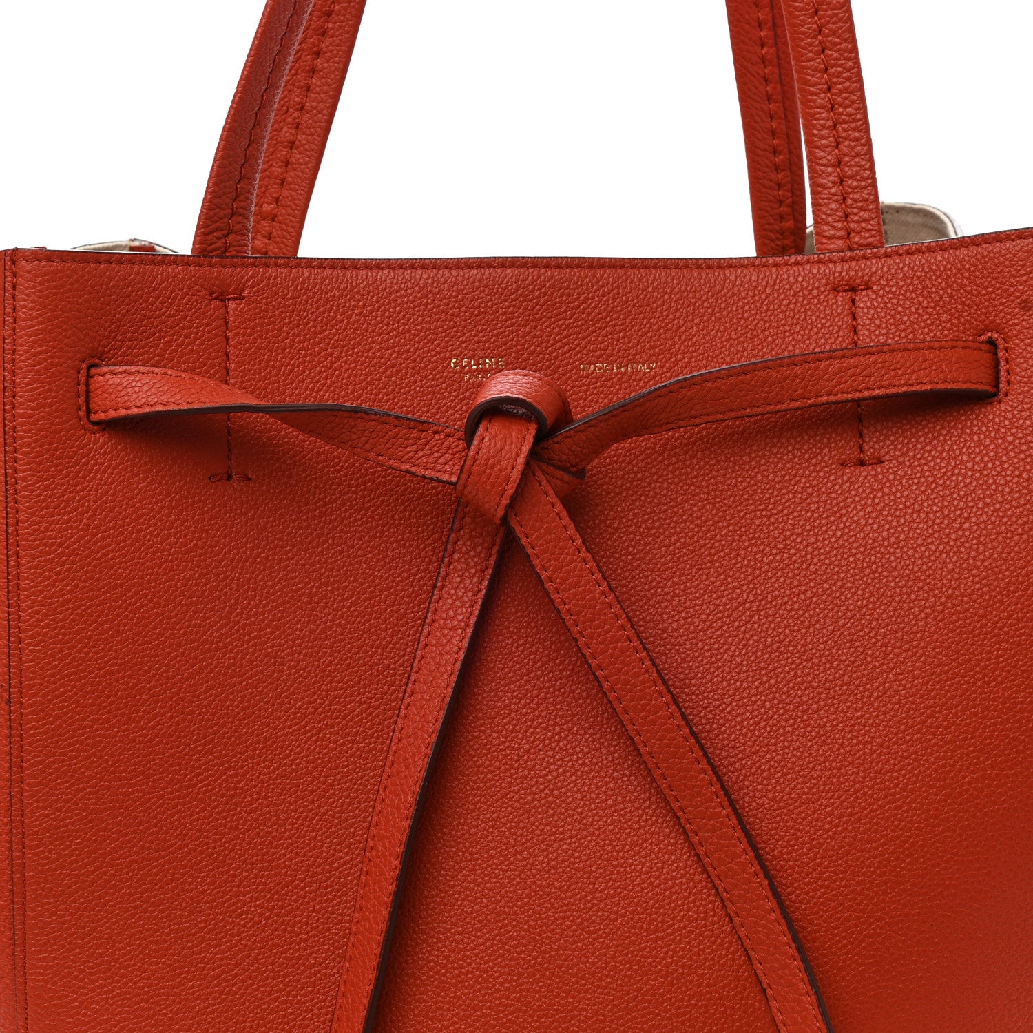 Celine Soft Grained Calfskin Small Belt Cabas Fox Red 8 of 18
