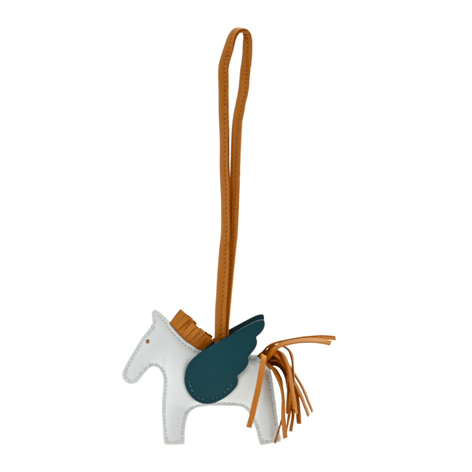 Hermes Milo Lambskin Grigri Rodeo Pegase Horse Bag Charm PM Bleu Brume Sesame Vert Bosphore 1 of 3