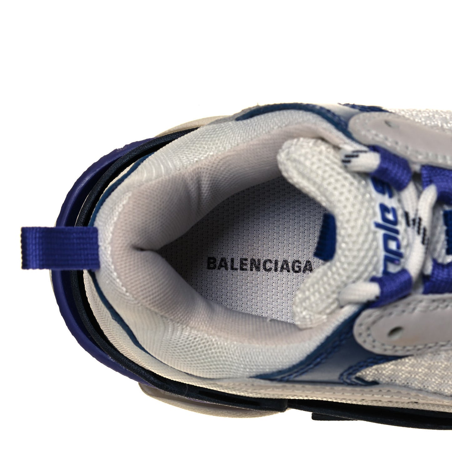 Mesh Nubuck Womens Triple S Sneakers 36 White Bleu Violet