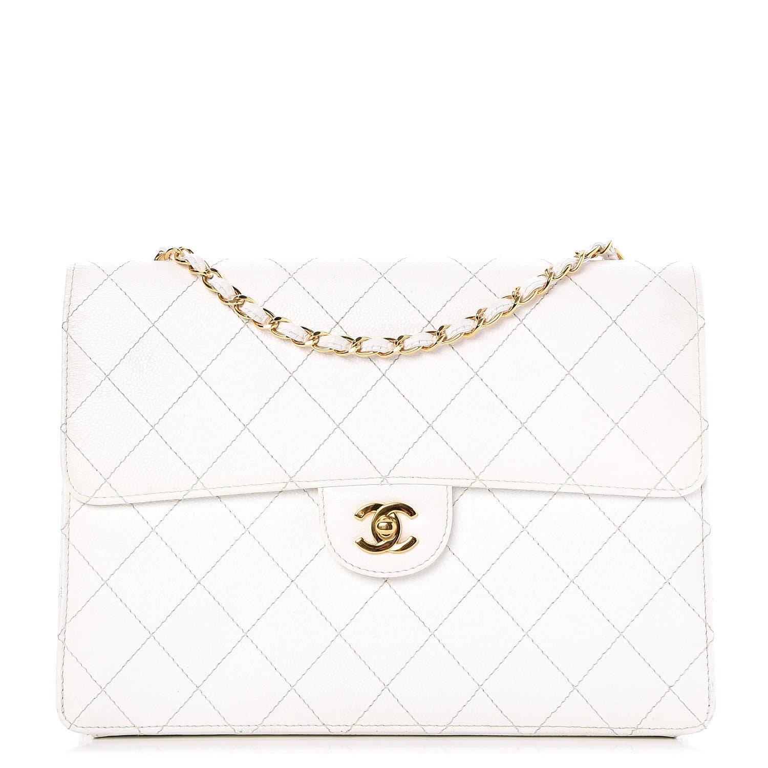 Chanel Caviar Quilted Jumbo Single Flap White 1 of 15