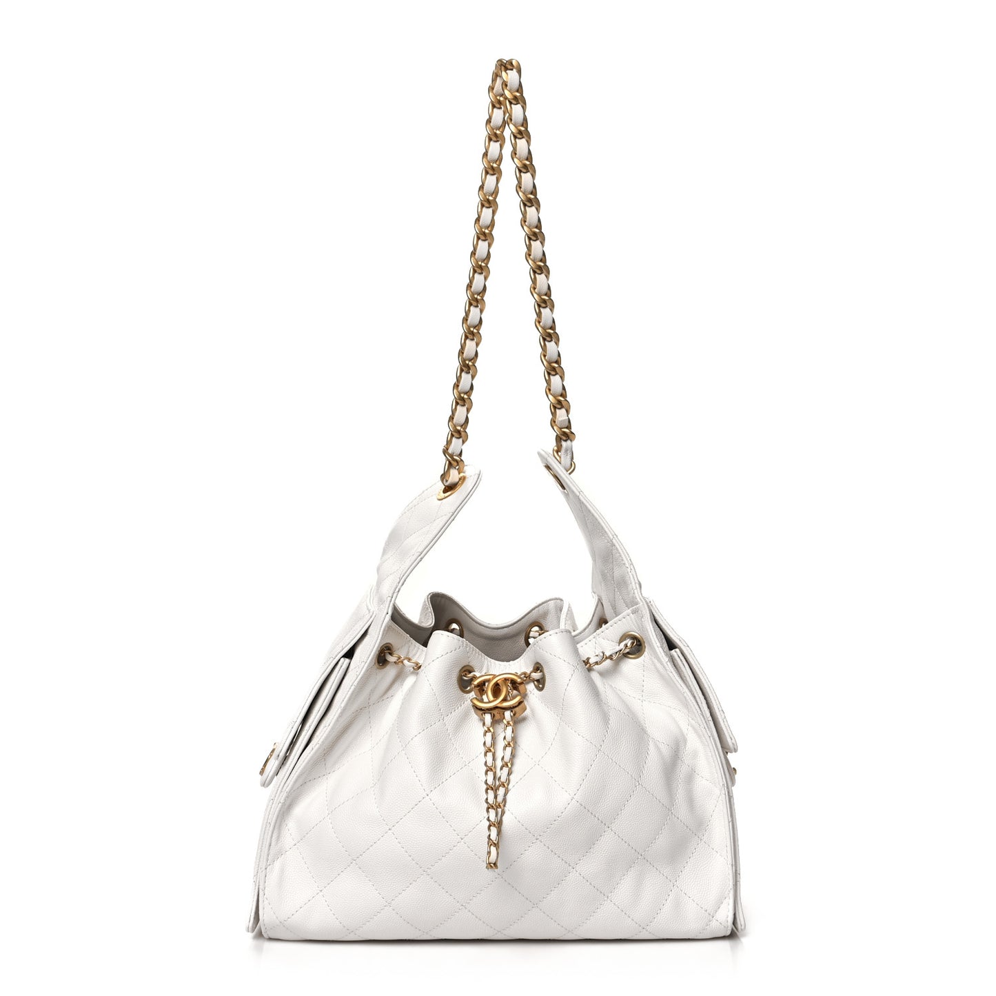 Caviar Quilted Small Chanel 25 Handbag White