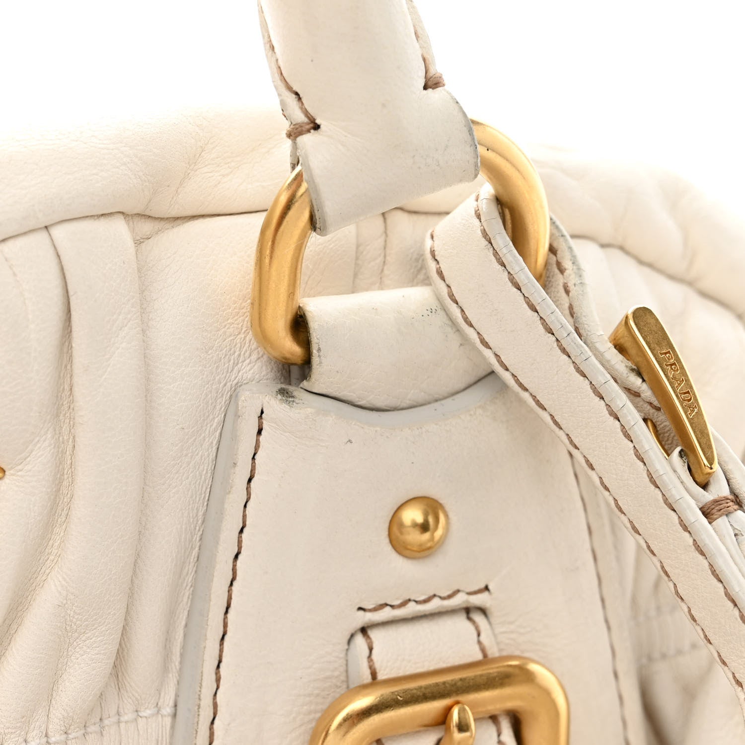Prada Nappa Gaufre Shopping Satchel White 11 of 28