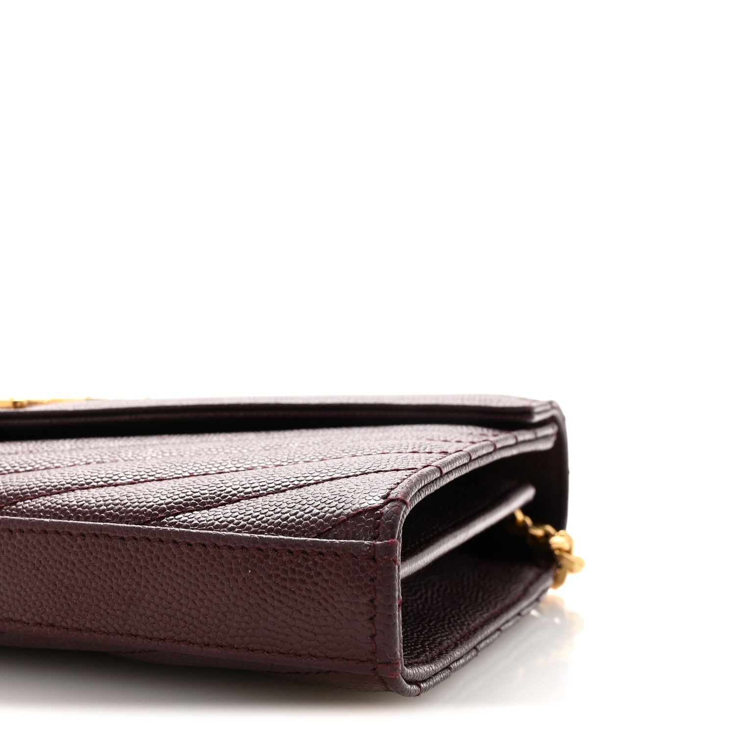Saint Laurent Grain De Poudre Matelasse Chevron Monogram Chain Wallet Rouge Legion 9 of 10