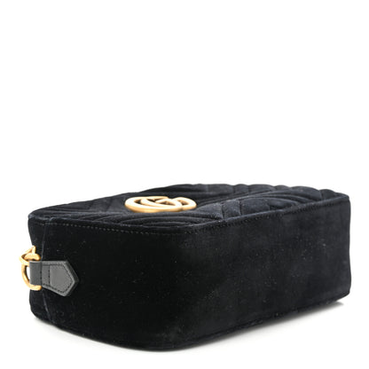 Gucci Velvet Matelasse Small GG Marmont Chain Shoulder Bag Black 4 of 10
