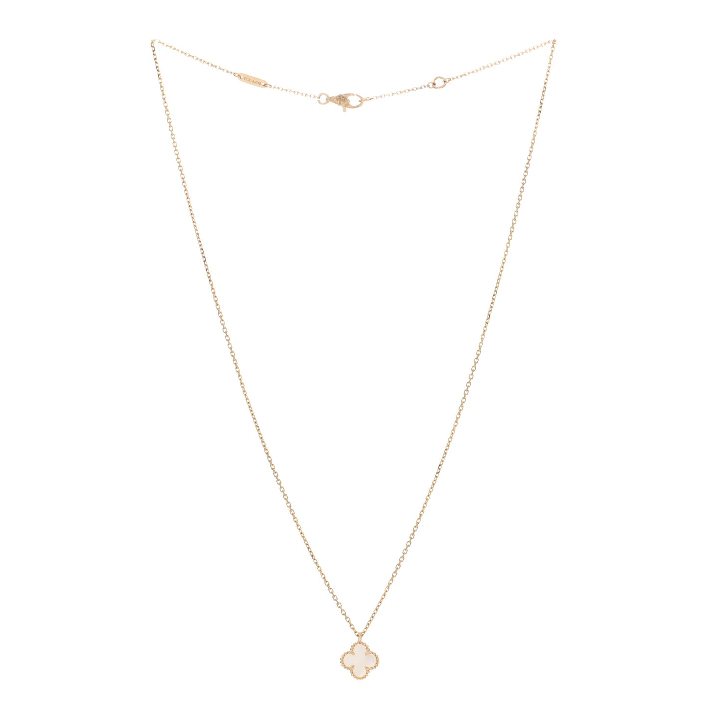 VAN CLEEF & ARPELS 18K Yellow Gold Mother of Pearl Sweet Alhambra Pendant Necklace
