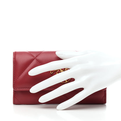 Chanel Goatskin Quilted Chanel 19 Flap Wallet Dark Pink 2 of 8