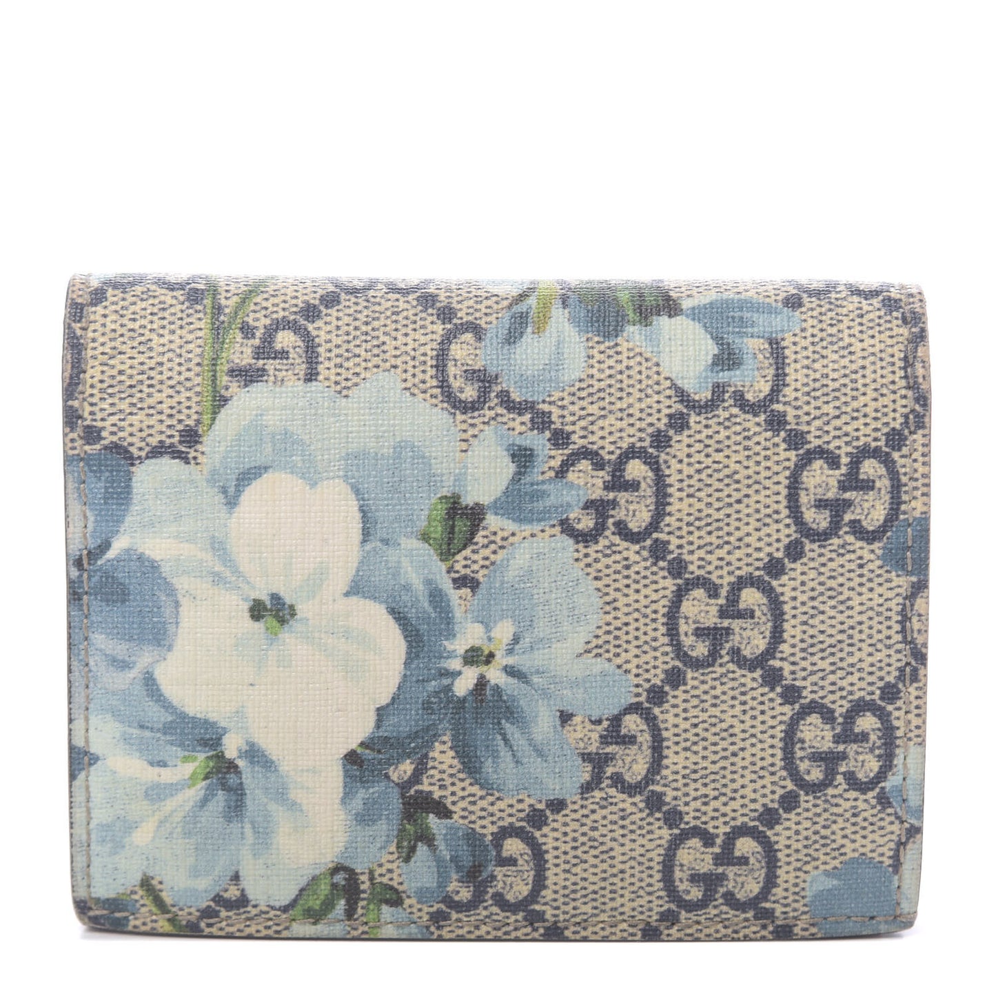 GG Supreme Monogram Blooms Card Case Beige Blue Navy Hibiscus Red