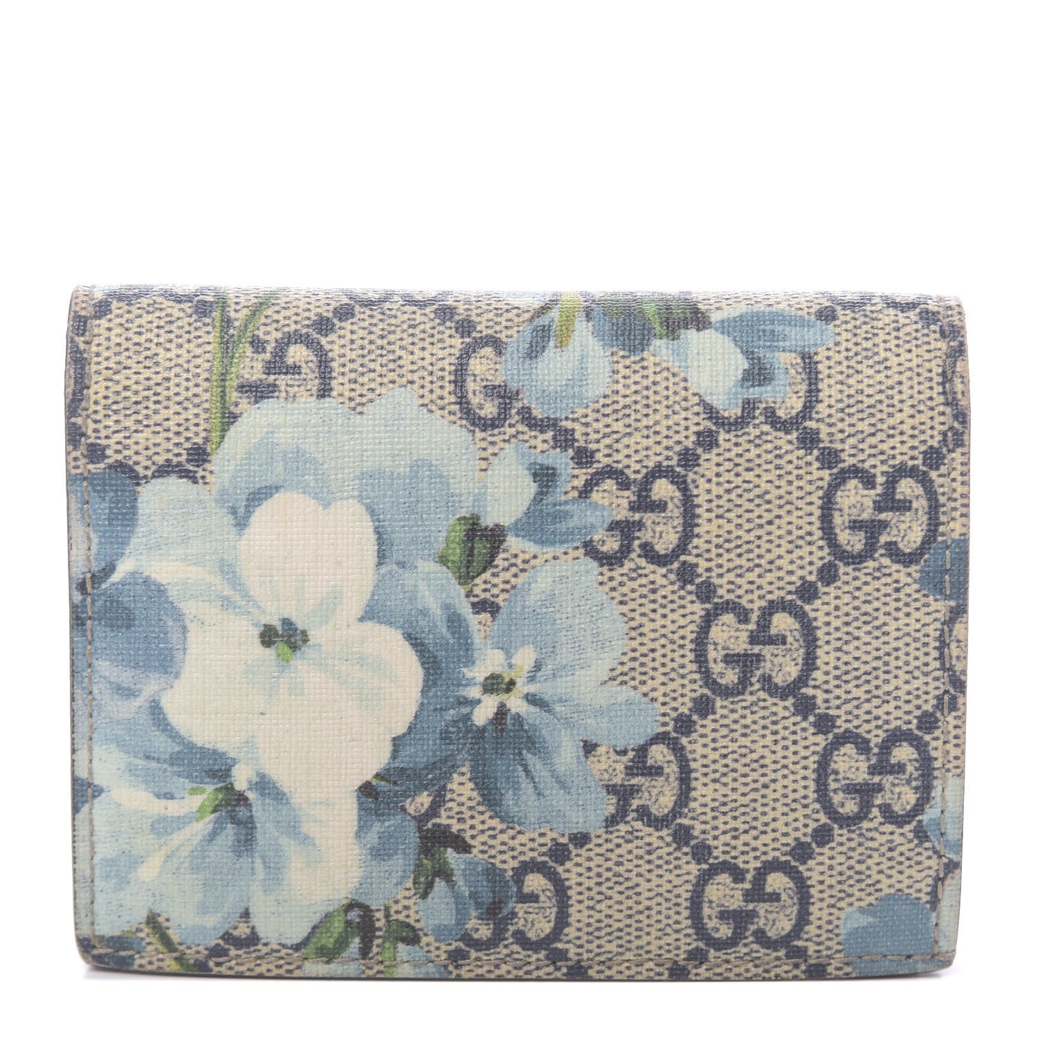 Gucci GG Supreme Monogram Blooms Card Case Beige Blue Navy Hibiscus Red 1 of 7