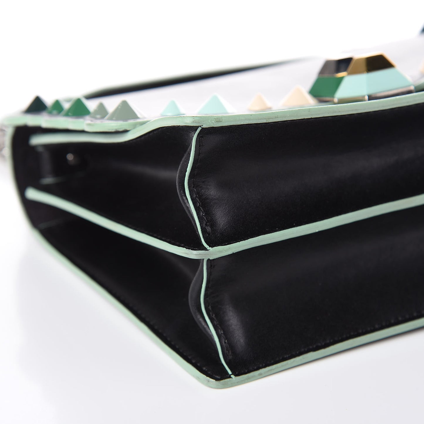 Vitello Liberty Scalloped Studded Small Kan I Shoulder Bag Black Multicolor