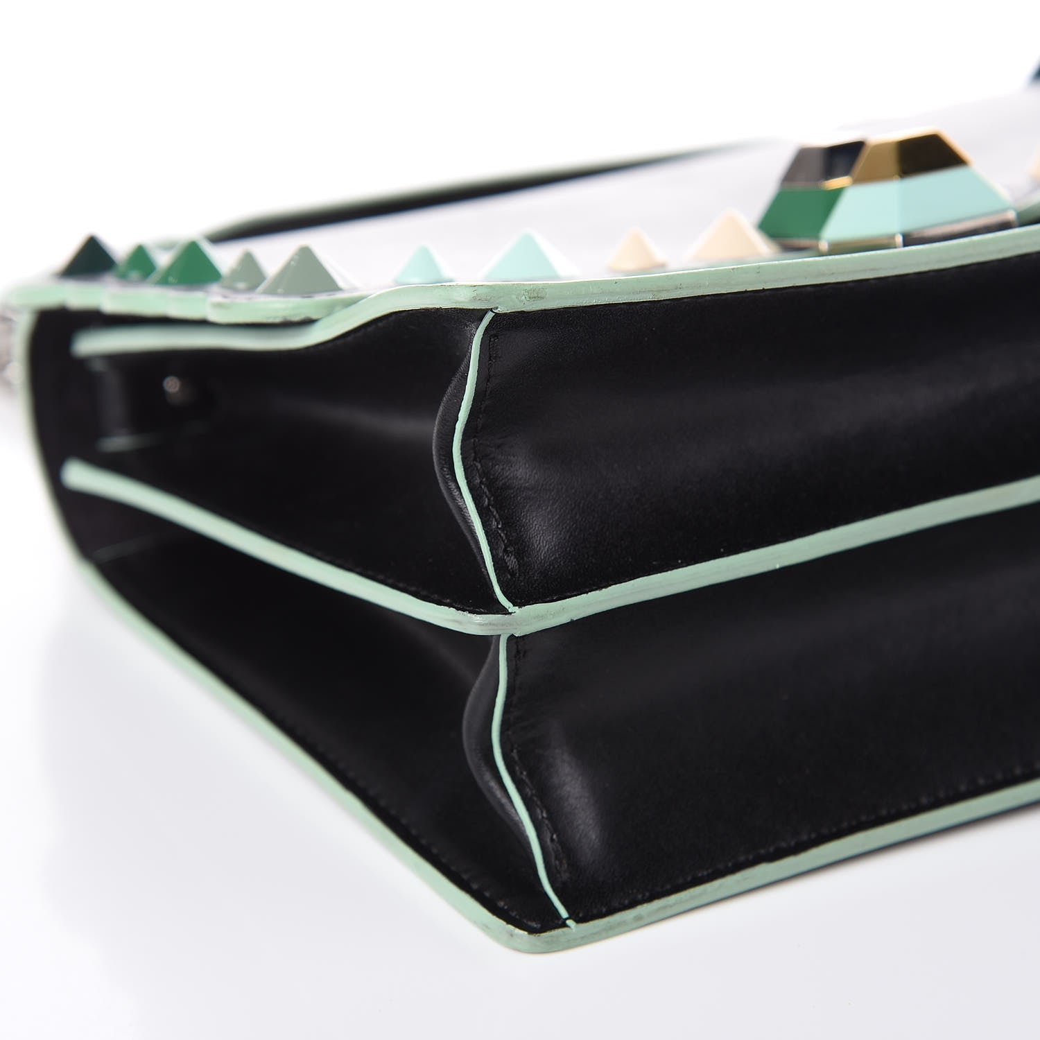 Fendi Vitello Liberty Scalloped Studded Small Kan I Shoulder Bag Black Multicolor 7 of 14