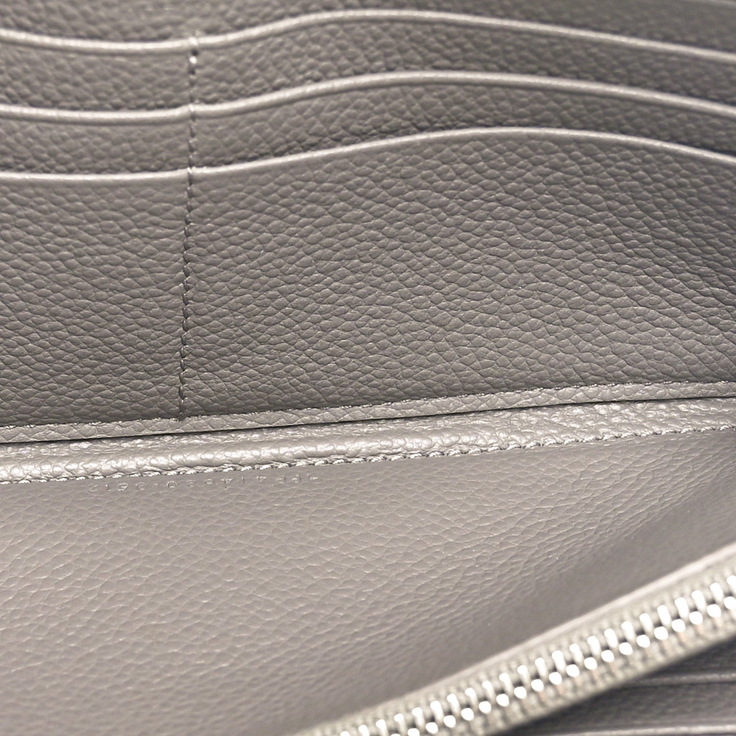 Grained Calfskin Rive Gauche Zip Around Wallet Fog
