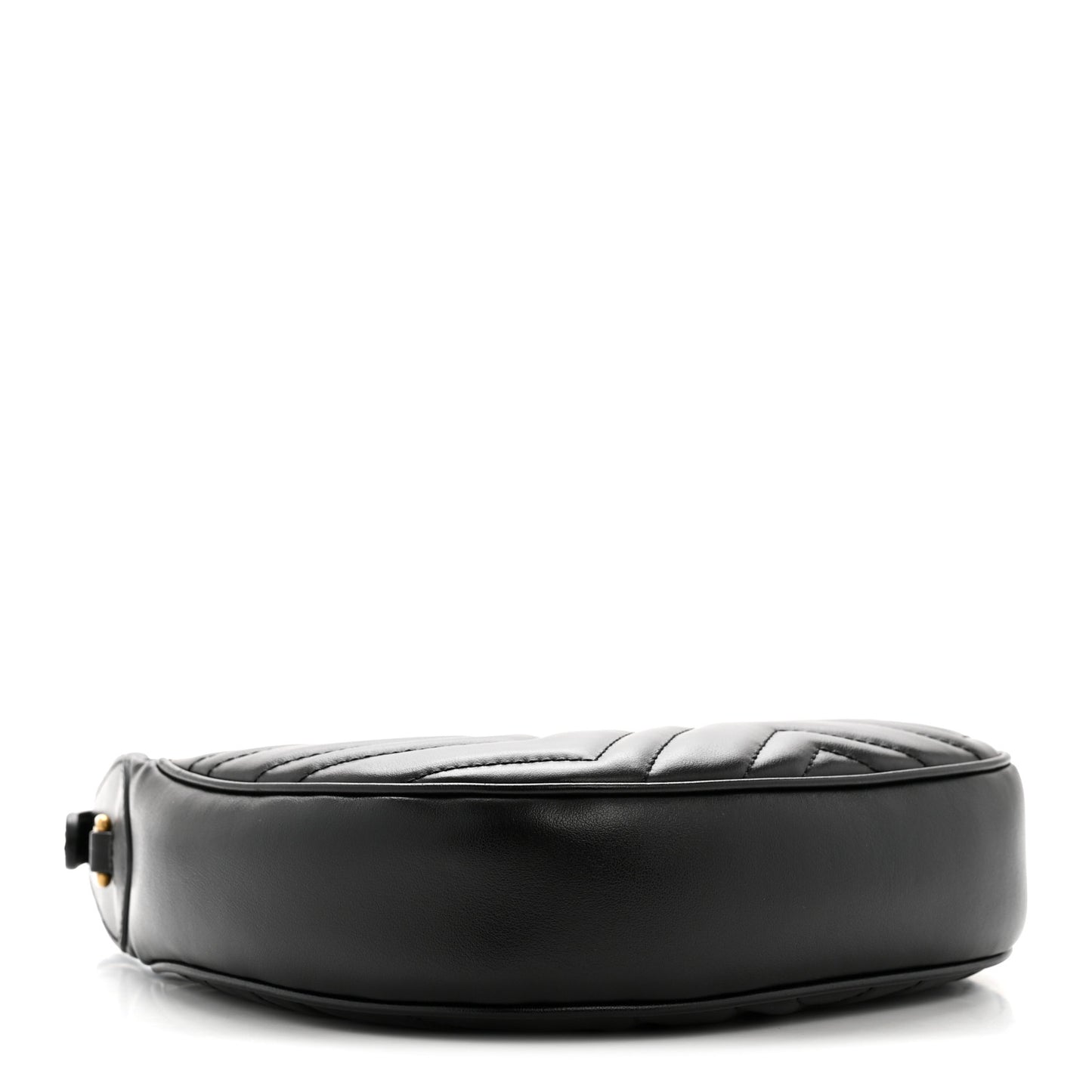 Calfskin Matelasse Chevron Mini GG Marmont Half Moon Hobo Black