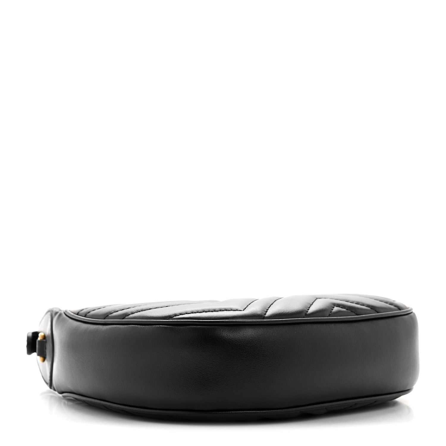 Gucci Calfskin Matelasse Chevron Mini GG Marmont Half Moon Hobo Black 4 of 10