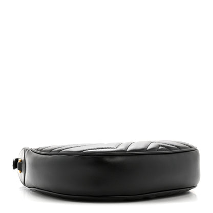 Gucci Calfskin Matelasse Chevron Mini GG Marmont Half Moon Hobo Black 4 of 10
