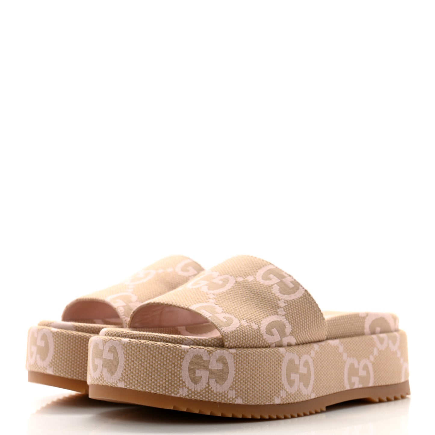 Monogram Jumbo GG Angelina Platform 55mm Slide Sandals 37 Beige Perfect Pink