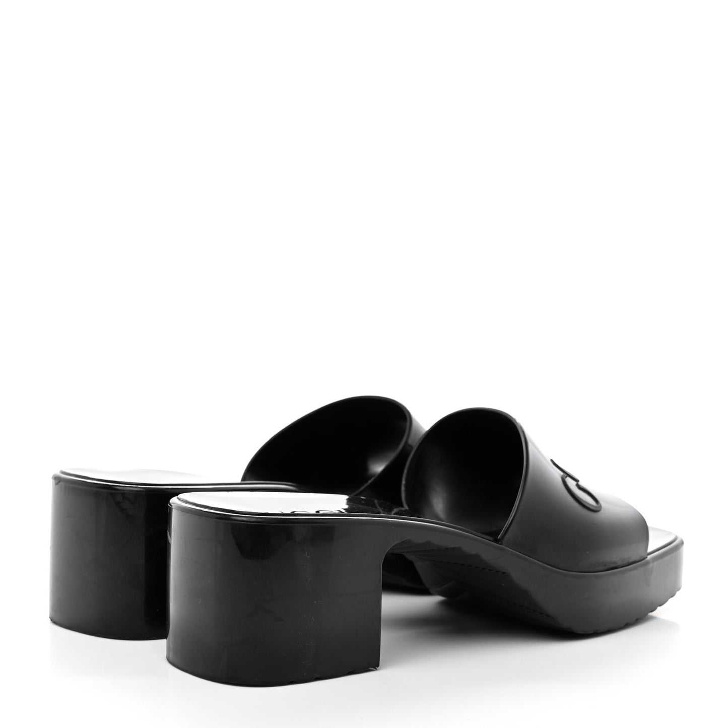 Rubber Gucci Logo Womens Platform 20/60mm Slide Sandals Black