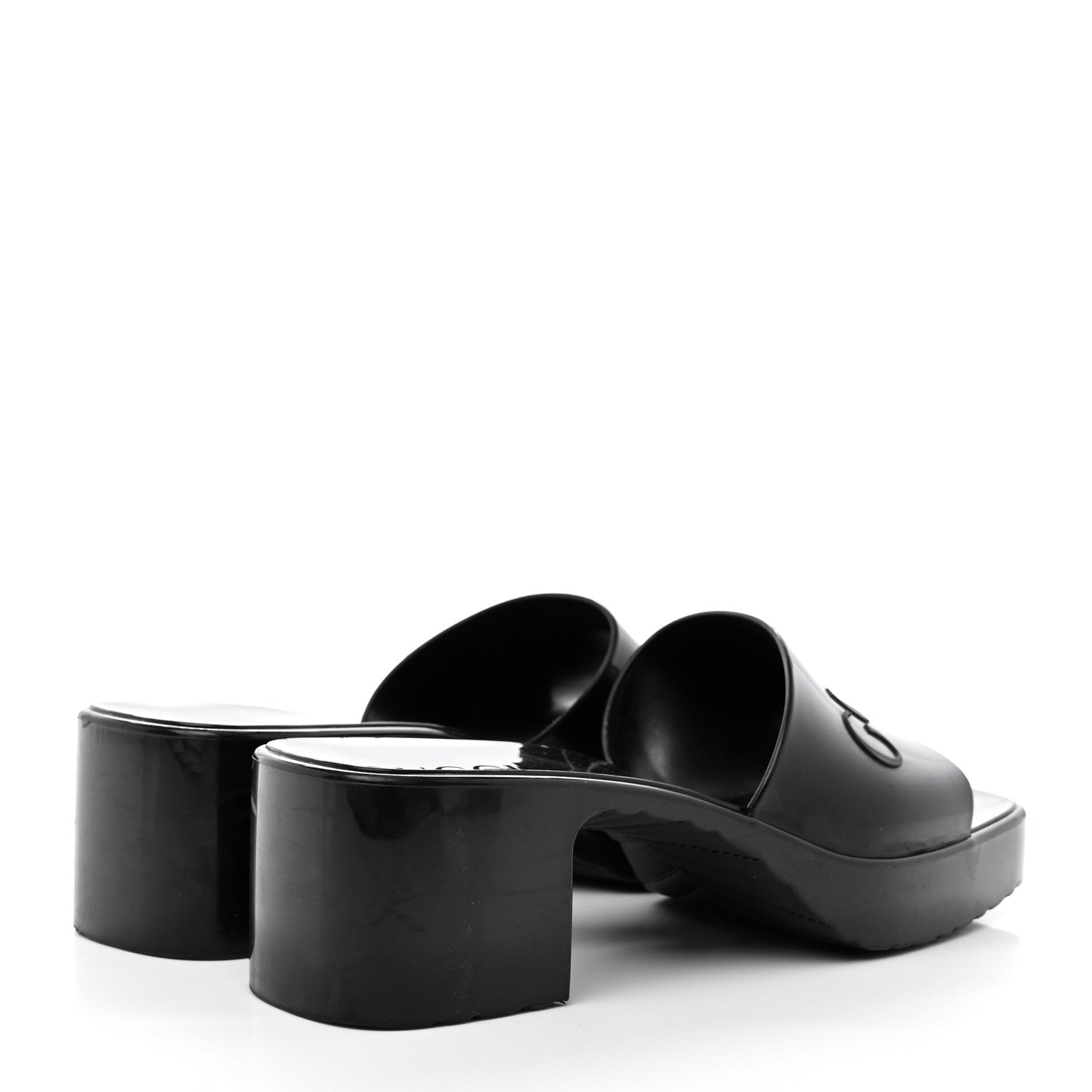 Gucci Rubber Gucci Logo Womens Platform 20/60mm Slide Sandals Black 4 of 15