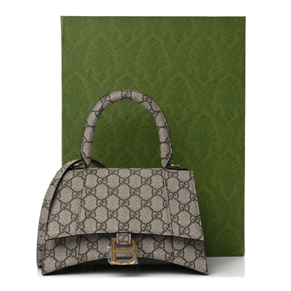 Balenciaga X GUCCI GG Supreme Monogram Small Hourglass Top Handle Bag Beige Ebony 9 of 9
