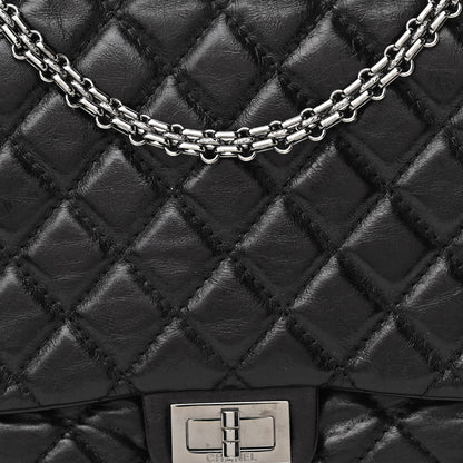 Chanel Metallic Aged Calfskin Quilted Reissue 2.55 Accordion Flap Black 8 of 10