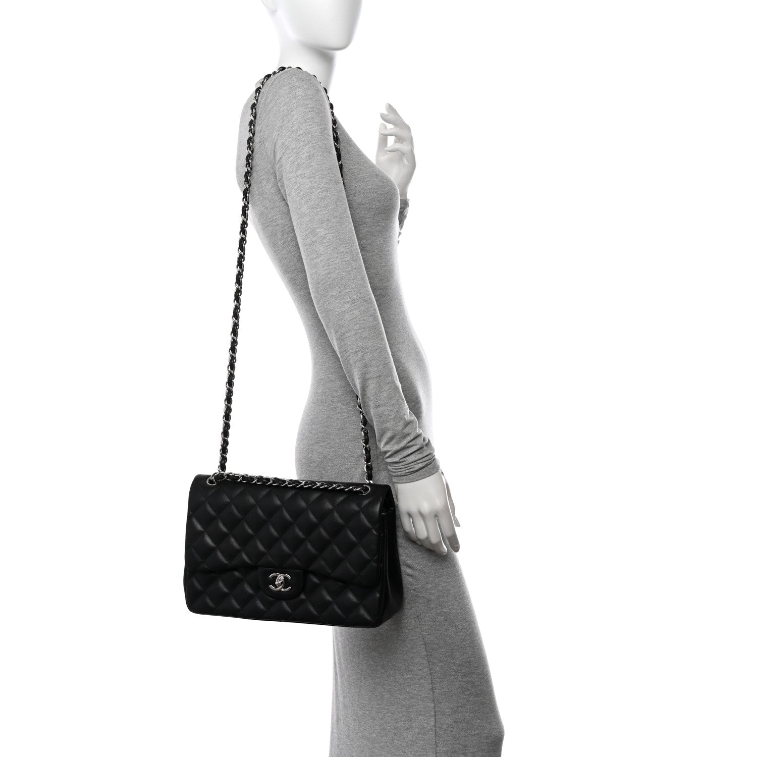 Chanel Lambskin Quilted Jumbo Double Flap Black 2 of 12