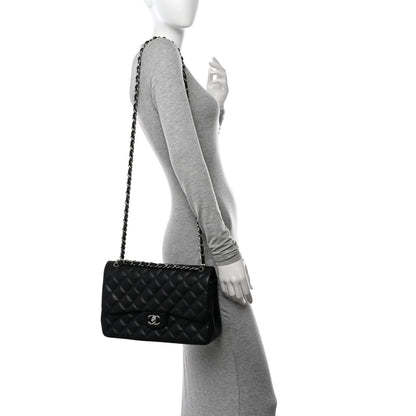 Chanel Lambskin Quilted Jumbo Double Flap Black 2 of 12