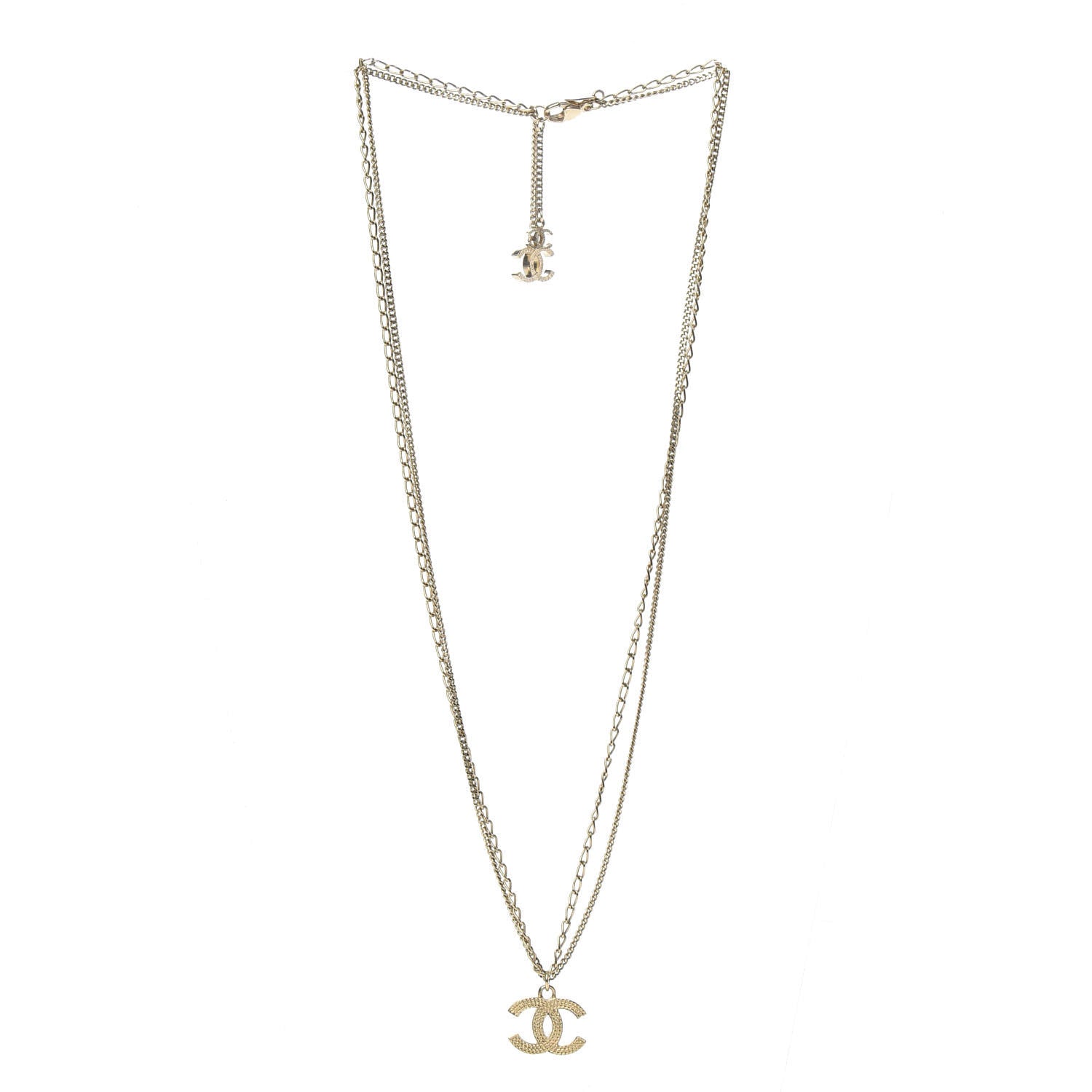 Chanel CC Multi Strand Chain Necklace Gold 3 of 4