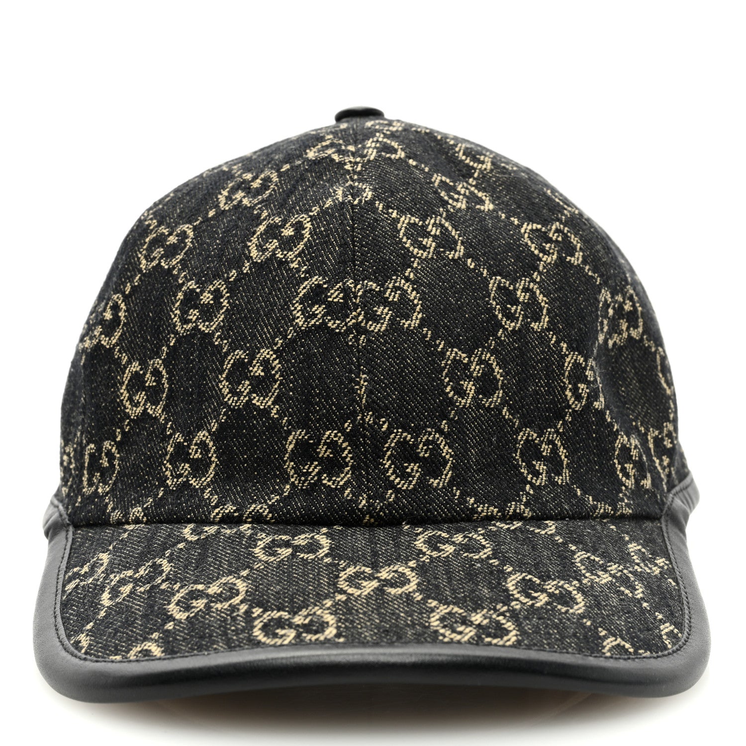 Gucci Denim Calfskin GG Monogram Oscar Baseball Hat M Black Ivory 3 of 8