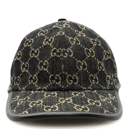 Gucci Denim Calfskin GG Monogram Oscar Baseball Hat M Black Ivory 3 of 8
