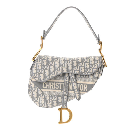 Christian Dior Oblique Embroidered Saddle Bag Gray 1 of 13