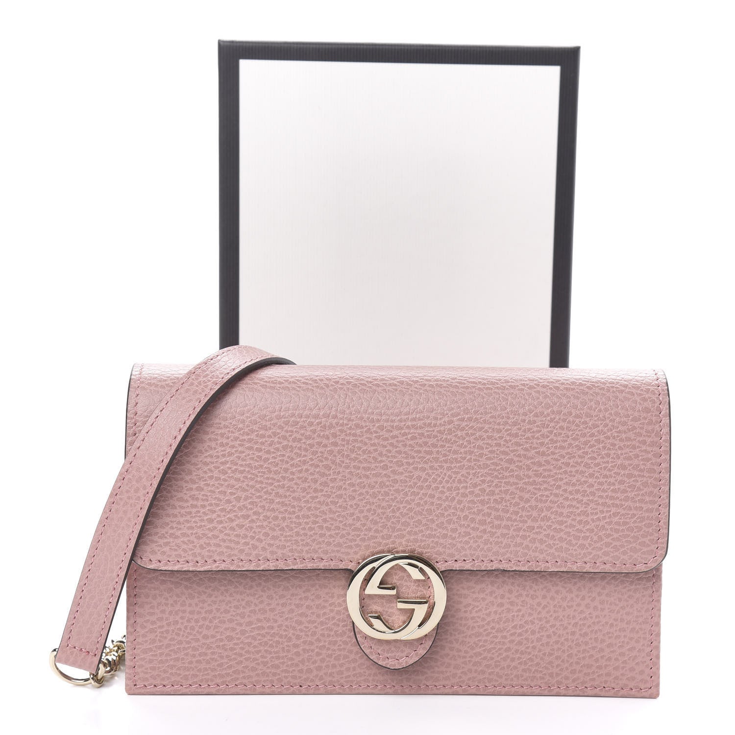 Gucci Dollar Calfskin Interlocking G Chain Wallet Soft Pink 11 of 11