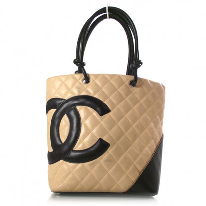 Chanel Calfskin Quilted Medium Cambon Tote Beige Black 1 of 11