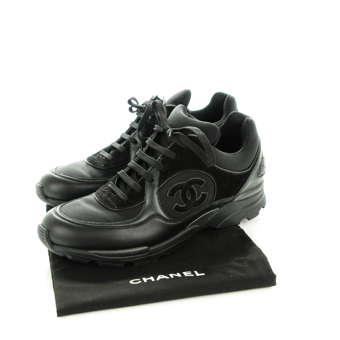 Suede Calfskin CC Sneakers 40 Black