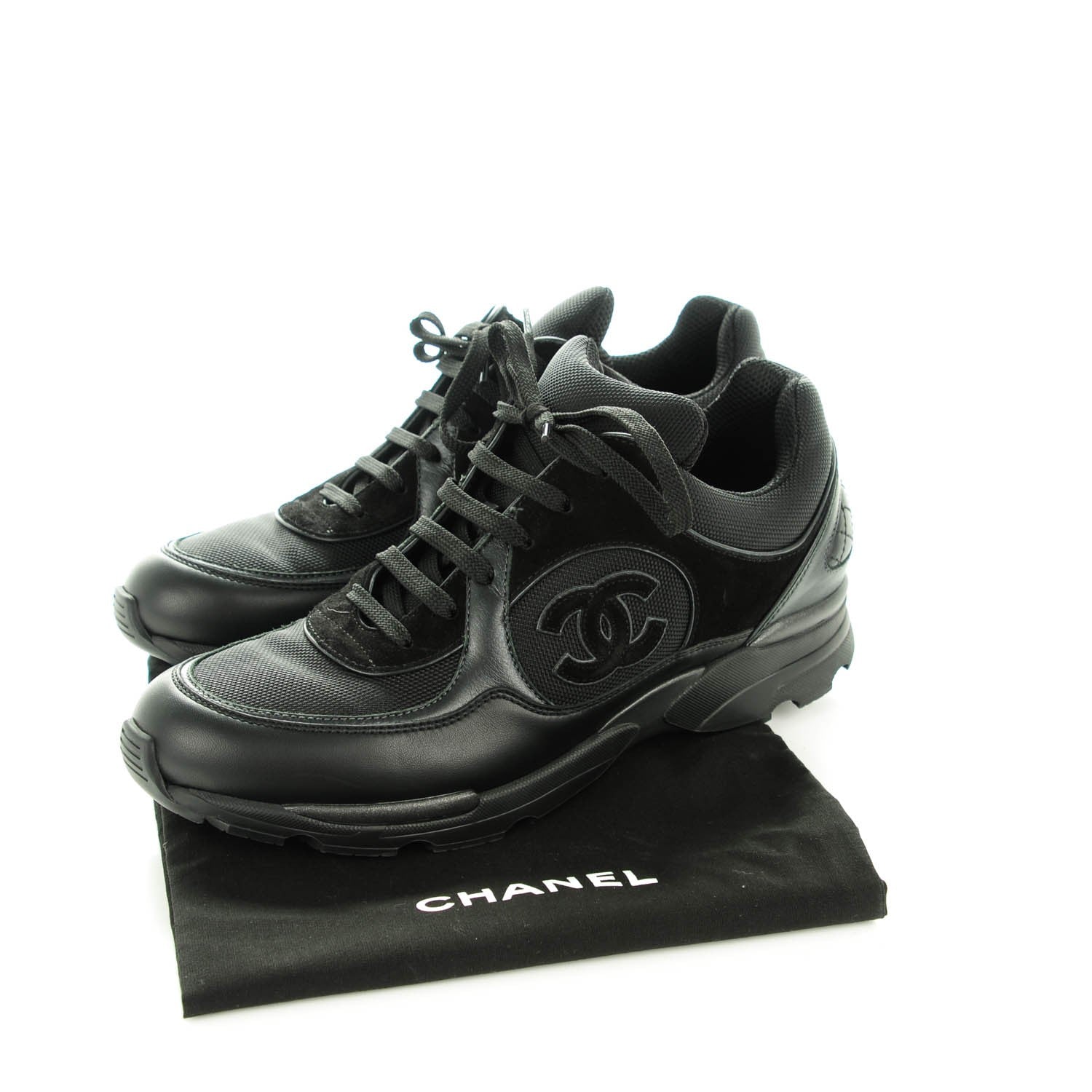 Chanel Suede Calfskin CC Sneakers 40 Black 7 of 7