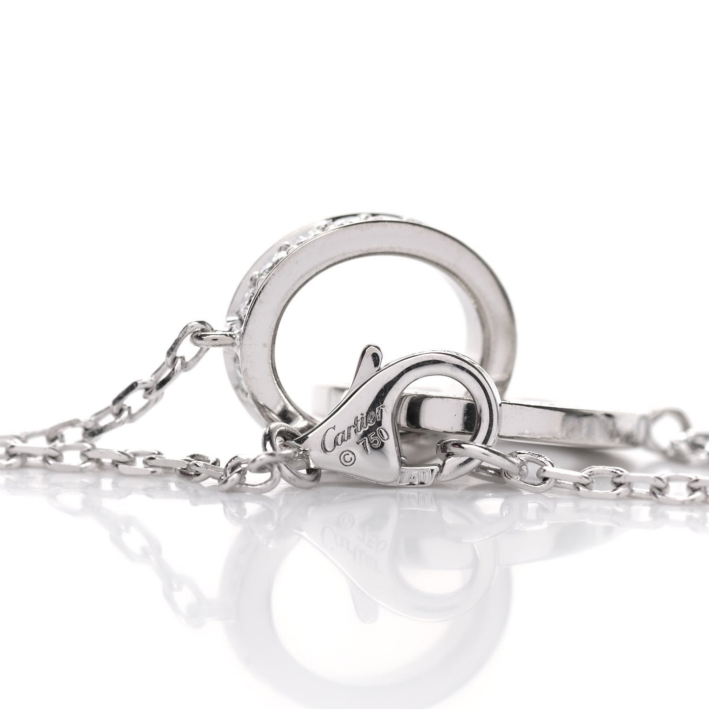 18K White Gold Diamond Interlocking LOVE Paved Necklace