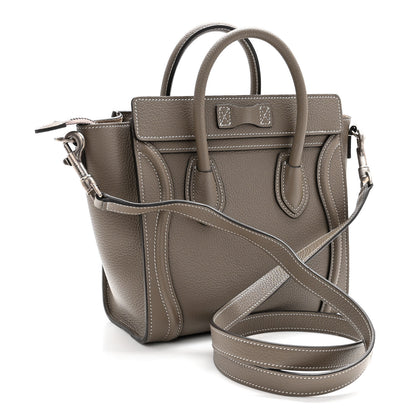 Celine Drummed Calfskin Nano Luggage Souris 3 of 11