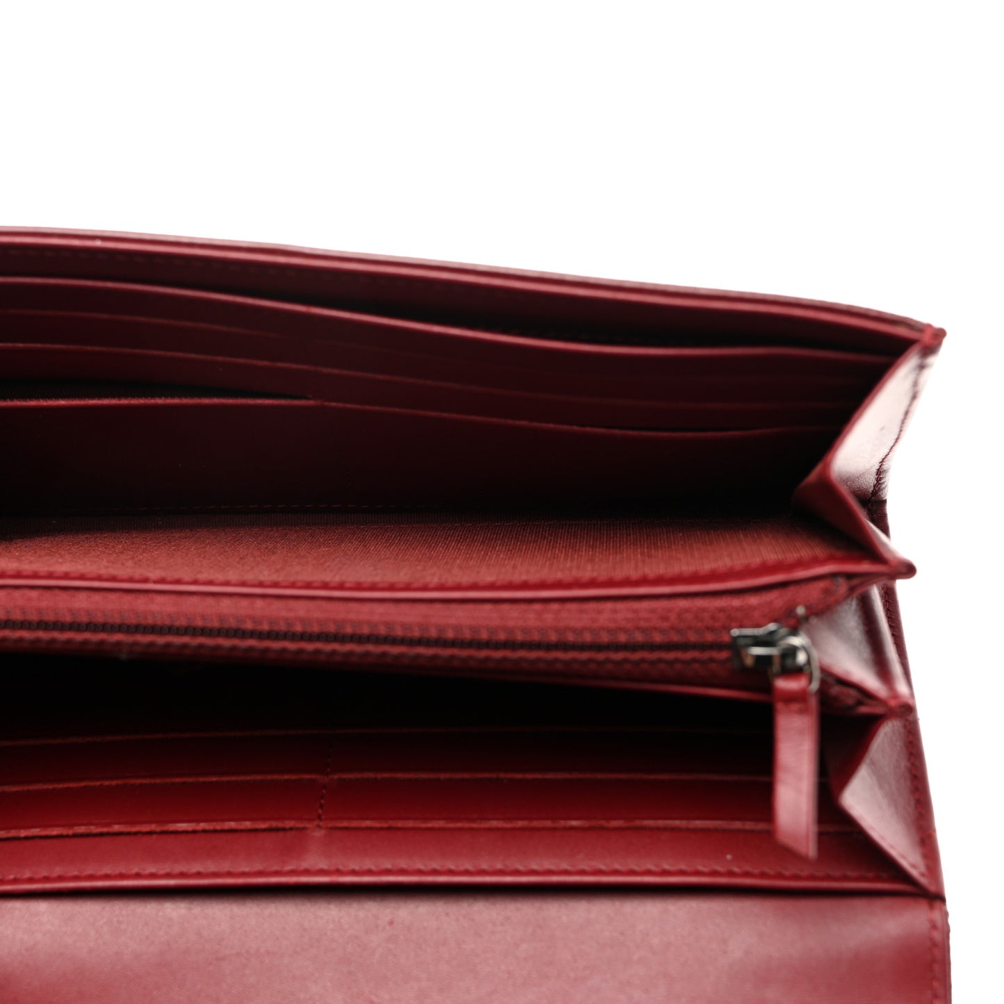 Patent Caviar Timeless CC Large Gusset Flap Wallet Burgundy