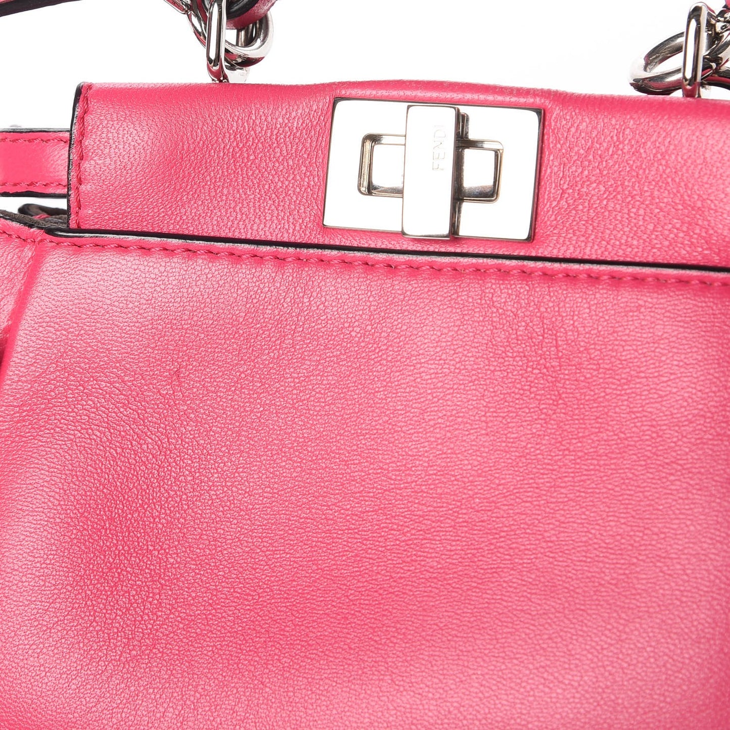 Shiny Nappa Micro Peekaboo Iconic Satchel Fuxia