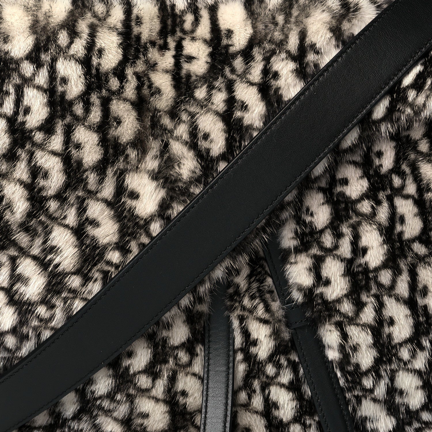 Christian Dior Oblique Mink Fur Saddle Soft Bag Beige Brown 7 of 9