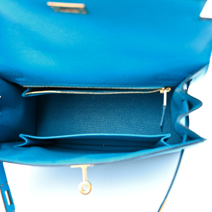 Hermes Epsom Kelly Sellier 25 Bleu Frida 5 of 12